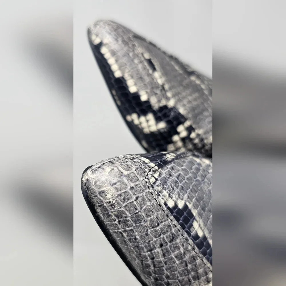 Marc Fisher ZURRI2 Point Toe Leather Snakeskin Print Loafers Size 8.5M - Picture 4 of 16